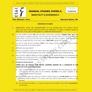 RAU’S IAS PRELIMS 2022 TEST-16 (GENERAL STUDIES PAPER-1) INDIAN POLITY & GOVERNANCE-4 2021 (BLACK & WHITE)