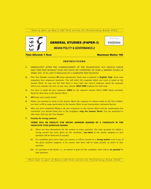 RAU’S IAS PRELIMS 2022 TEST-19 (GENERAL STUDIES PAPER-1)ECONOMY AND SOCIAL DEVELOPMENT-2 2021 (BLACK &  WHITE)