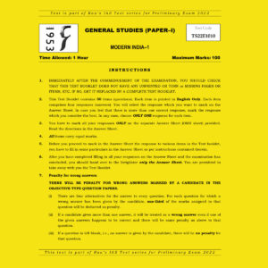 RAU’S IAS PRELIMS 2022 TEST-09 (GENERAL STUDIES PAPER-1) MODERN INDIA -1 2021 (BLACK & WHITE)
