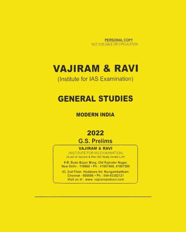 VAJIRAM & RAVI GENERAL STUDIES 2022 ( INSTITUTE FOR IAS EXAMINATION) MODERN- G.S.PRELIMS-PRINTED NOTES 2022 (BLACK & WHITE)