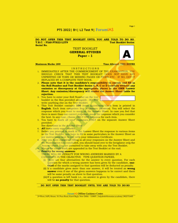 FORUM IAS 2022 PTS 2021 BATCH-B-1, L-2- GS-TEST-9 (BLACK & WHITE)