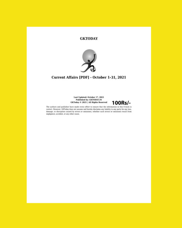 GKTODAY CURRENT AFFAIRS OCTOBER 2021 (BLACK & WHITE)
