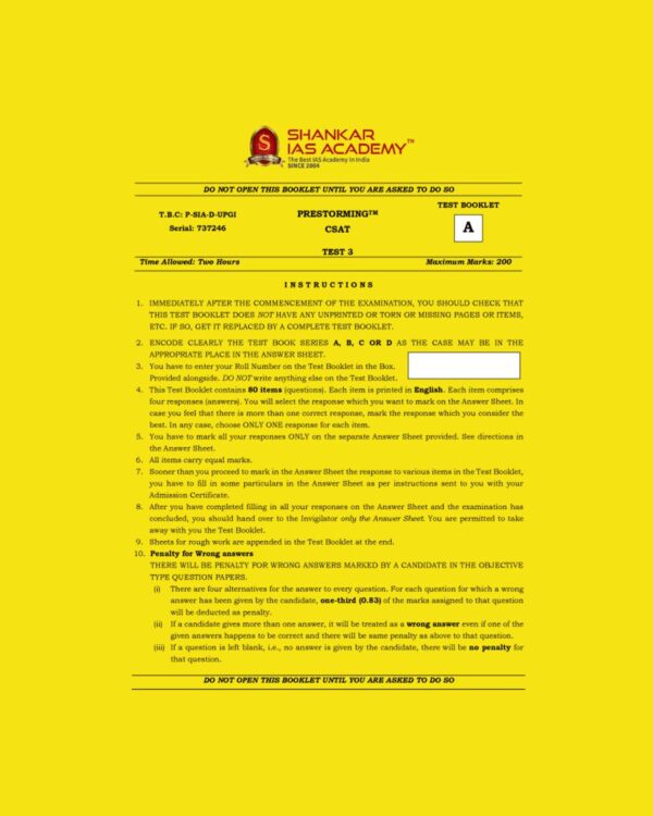 SHANKAR IAS ACADEMY-CSAT-TEST-3 (BLACK & WHITE)