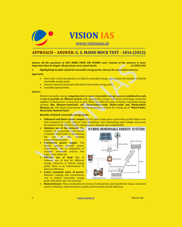VISION IAS 2022 MODEL ANSWER APPROACH-ANSWER  G.S MAINS MOCK TEST-1816  (2022) (MODEL PAPERS ) (BLACK & WHITE)
