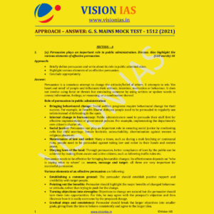 VISION IAS APPROACH ANSWER G.S. MAINS MOCK TEST- 1512 (2021) (MODEL PAPERS )(BLACK & WHITE)