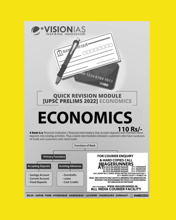VISION IAS PRELIMS 2022 QUICK REVISION MODULE- [ UPSC PRELIMS 2022] ECONOMICS (BLACK & WHITE PRINT)