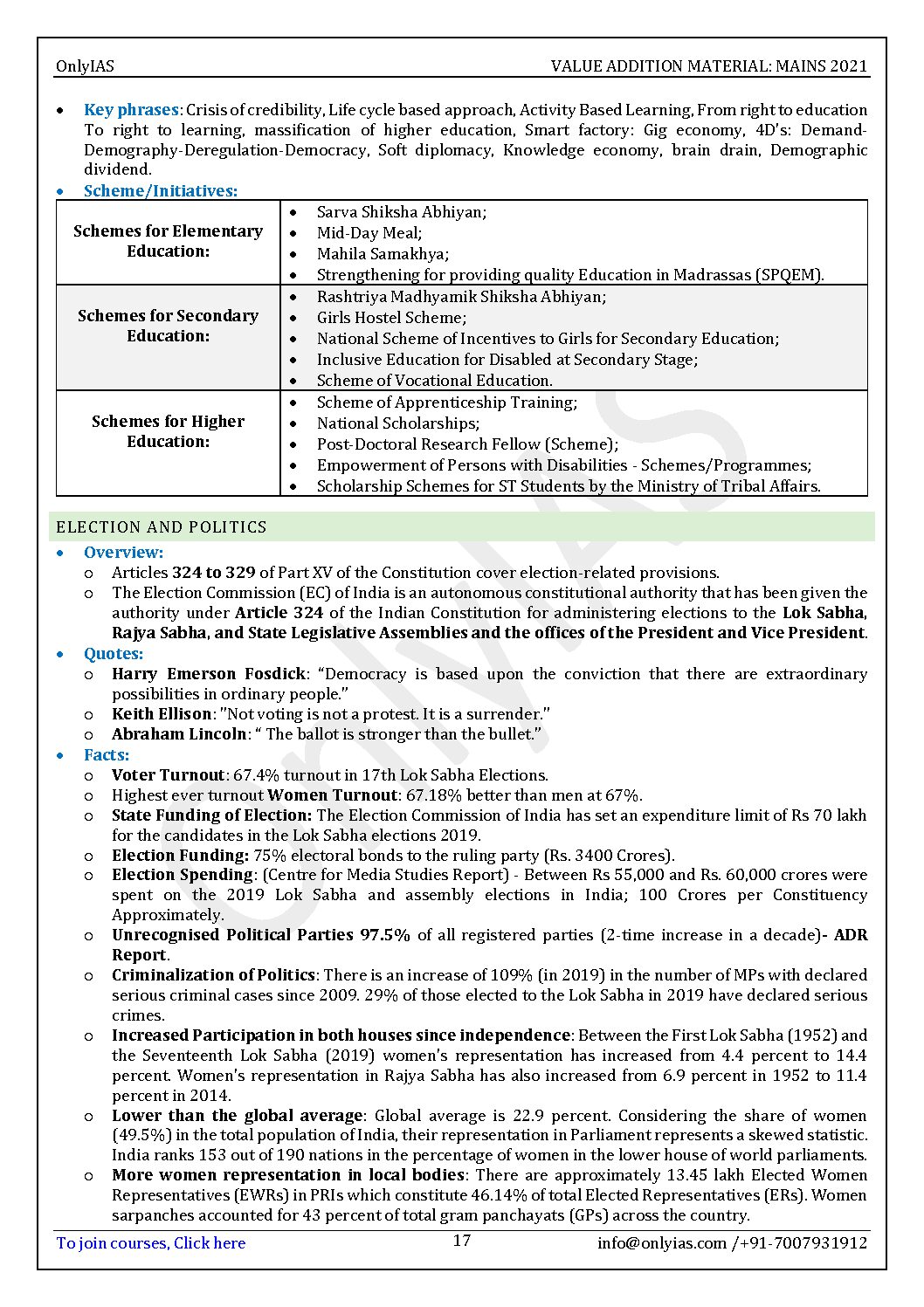 ONLY IAS PRAHAAR 2021 GS PAPER-II- UPSC ESSENCE (COVERING DEFINITION,DATA FACTS , PHRASSES , SEHEMES & QUOTES) –FOR UPSC CSE MAINS –VALE ADDITION MATERIAL (BLACK & WHITE) - Image 3