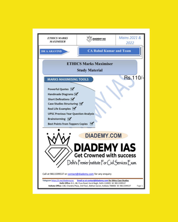 DIADEMY IAS MAINS 2021 & 2022  ETHICS (Dr. A ARVIND) (BLACK & WHITE)