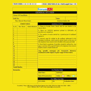 FORUMIAS MGP 2021(COHORT 4 ) FULL LENGTH TEST-3 (2021) QUESTION-CUM-ANSWERS BOOKLET (BLACK & WHITE)