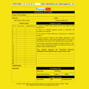 FORUMIAS MGP 2021(COHORT 4 ) FULL LENGTH TEST-4 (2021) QUESTION-CUM-ANSWERS BOOKLET (BLACK & WHITE)