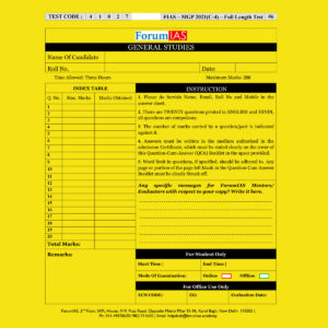 FORUMIAS MGP 2021(COHORT 4 ) FULL LENGTH TEST-6 (2021) QUESTION-CUM-ANSWERS BOOKLET (BLACK & WHITE)