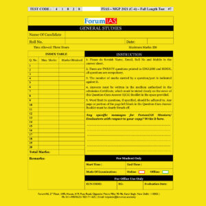 FORUMIAS MGP 2021(COHORT 4 ) FULL LENGTH TEST-7 (2021) QUESTION-CUM-ANSWERS BOOKLET (BLACK & WHITE)