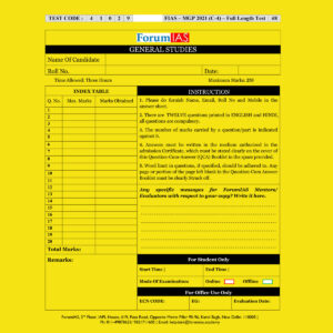 FORUMIAS MGP 2021(COHORT 4 ) FULL LENGTH TEST-8 (2021) QUESTION-CUM-ANSWERS BOOKLET (BLACK & WHITE)