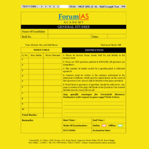 FORUMIAS MGP 2021(COHORT 4 ) HALF LENGTH  TEST-10 (2021) QUESTION –CUM- ANSWERS BOOKLET (BLACK & WHITE)
