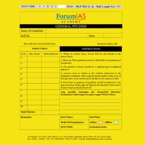 FORUMIAS MGP 2021(COHORT 4 ) HALF LENGTH  TEST-11 (2021) QUESTION –CUM- ANSWERS BOOKLET (BLACK & WHITE)