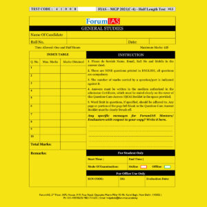 FORUMIAS MGP 2021(COHORT 4 ) HALF LENGTH  TEST-13 (2021) QUESTION –CUM- ANSWERS BOOKLET (BLACK & WHITE)