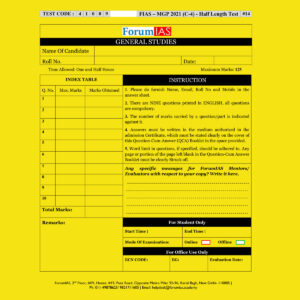 FORUMIAS MGP 2021(COHORT 4 ) HALF LENGTH  TEST-14 (2021) QUESTION –CUM- ANSWERS BOOKLET (BLACK & WHITE)
