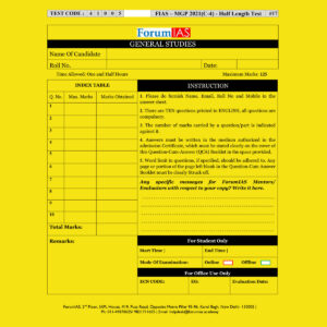 FORUMIAS MGP 2021(COHORT 4 ) HALF LENGTH  TEST-17 (2021) QUESTION –CUM- ANSWERS BOOKLET (BLACK & WHITE)