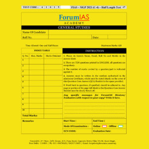 FORUMIAS MGP 2021(COHORT 4 ) HALF LENGTH  TEST-7 (2021) QUESTION –CUM- ANSWERS BOOKLET (BLACK & WHITE)