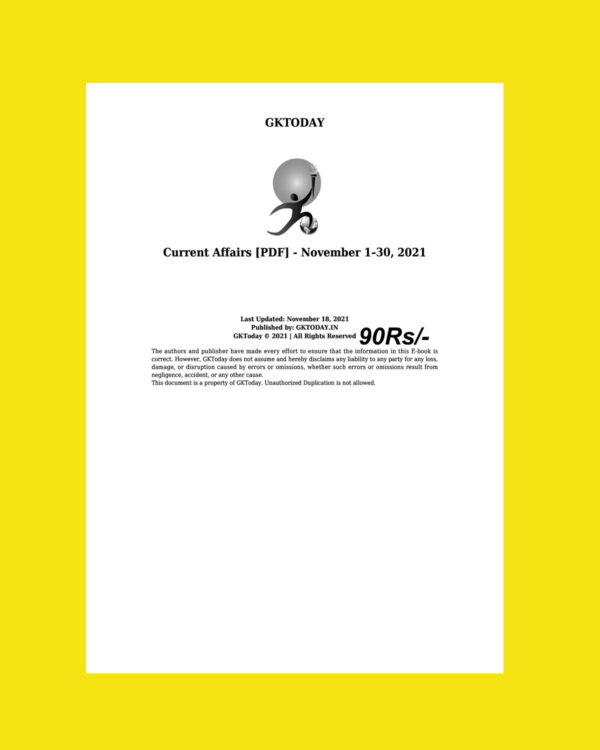 GKTODAY CURRENT AFFAIRS NOVEMBER- 2021 (BLACK & WHITE)