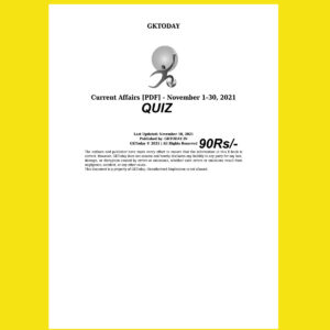 GKTODAY CURRENT AFFAIRS QUIZ-NOVEMBER- 2021 (BLACK & WHITE)
