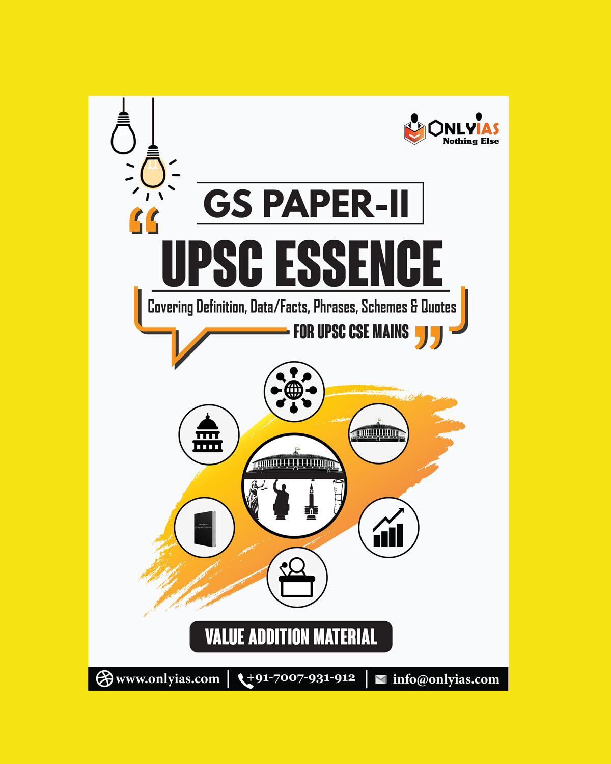ONLY IAS PRAHAAR 2021 GS PAPER-II- UPSC ESSENCE (COVERING DEFINITION,DATA FACTS , PHRASSES , SEHEMES & QUOTES) –FOR UPSC CSE MAINS –VALE ADDITION MATERIAL (BLACK & WHITE)