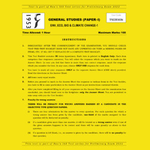 RAU’S IAS PRELIMS 2022 TEST-26 (GENERAL STUDIES PAPER-1) ENV, ECO, BIO & CLIMATE CHANGE-1 (BLACK & WHITE)
