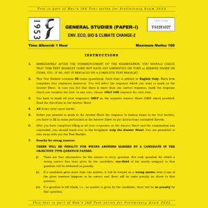 RAU’S IAS PRELIMS 2022 TEST-27 (GENERAL STUDIES PAPER-1) ENV, ECO, BIO & CLIMATE CHANGE-2 (BLACK & WHITE)
