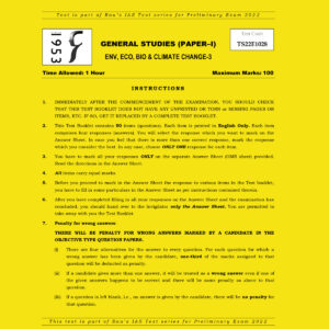 RAU’S IAS PRELIMS 2022 TEST-28 (GENERAL STUDIES PAPER-1) ENV, ECO, BIO & CLIMATE CHANGE-3 (BLACK & WHITE)
