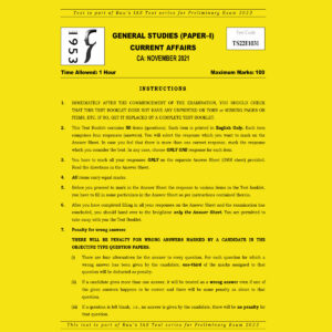 RAU’SIAS PRELIMS 2022 TEST-31 (GENERAL STUDIES PAPER-1) CURRENT AFFAIRS NOVEMBER 2021 (BLACK & WHITE)