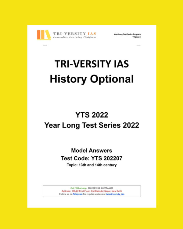 TRI-VERSITY HTS-2022-MODEL ANSWERS –TOPIC 13TH AND 14TH CENTURY (TEST-CODE-YTS 2022-07) (BLACK & WHITE)