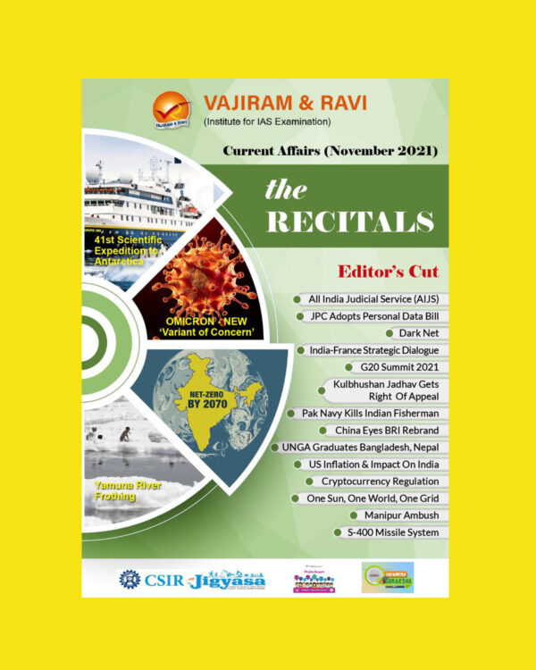 VAJIRAM & RAVI CURRENT AFFAIRS THE RECITALS  CURRENT AFFAIRS NOVEMBER  2021 (BLACK & WHITE )