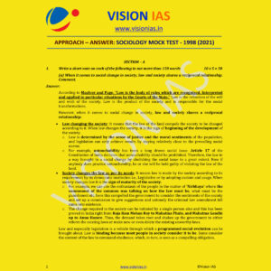 VISION IAS SOCIOLOGY MOCK TEST-1998 MODEL ANSWER (2021) (BLACK & WHITE)
