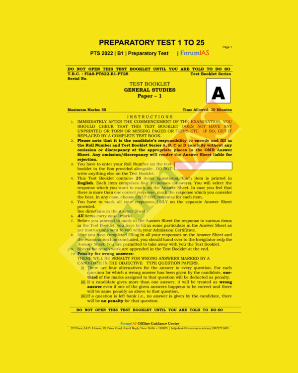 FORUM IAS 2022 PREPARATORY- TEST-01 TO 57 PTS-2022-BATCH-1 (BLACK & WHITE) GROUPED