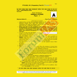 FORUM IAS 2022 PREPARATORY- TEST-33 (PTS-2022-BATCH-1) (BLACK &WHITE)