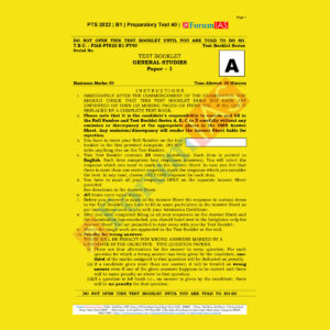 FORUM IAS 2022 PREPARATORY- TEST-40 (PTS-2022-BATCH-1) (BLACK &WHITE)