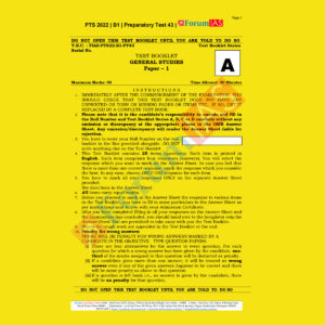 FORUM IAS 2022 PREPARATORY- TEST-43 (PTS-2022-BATCH-1) (BLACK &WHITE)