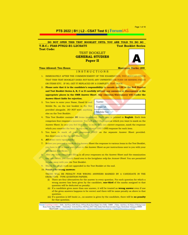 FORUM IAS 2022 PTS 2022 BATCH-B-1, L-2- CSAT-TEST-5 (BLACK & WHITE)