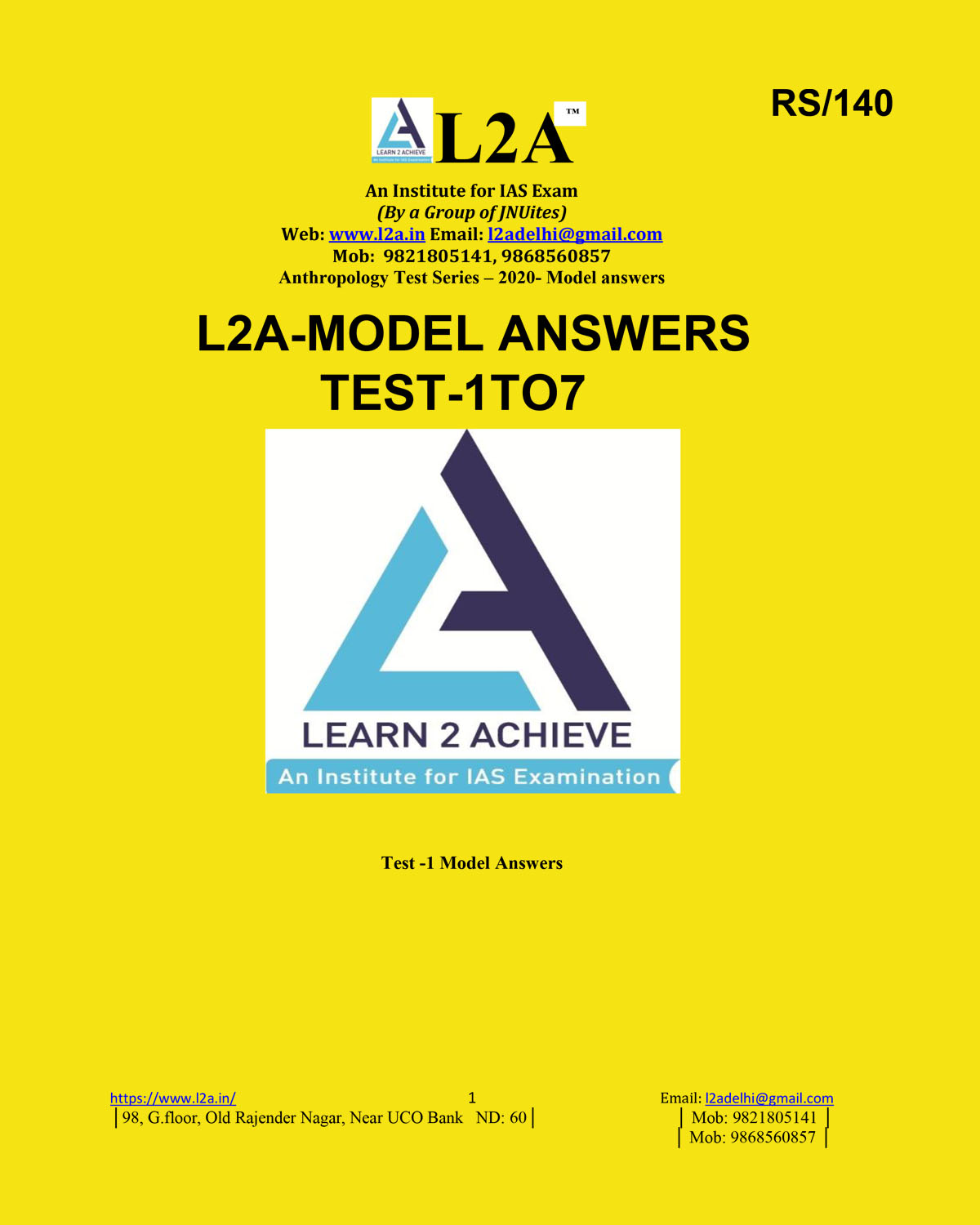 L2A 2021 ANTHROPOLOGY MODEL ANSWERS TEST 1 TO 7 202021 (BLACK & WHITE