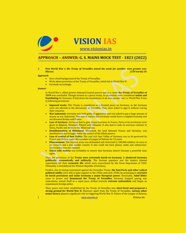 VISION IAS 2022 MODEL ANSWER APPROACH ANSWER G.S MAINS MOCK TEST-1823  (2022) (MODEL PAPERS )(2022 APPROACH-ANSWER G.S MAINS) (BLACK & WHITE)