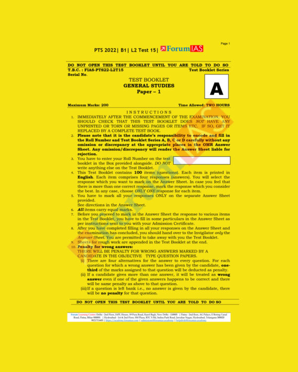 FORUM IAS 2022 PTS 2022 BATCH-B-1 L-2- GS-TEST-15 (BLACK & WHITE)