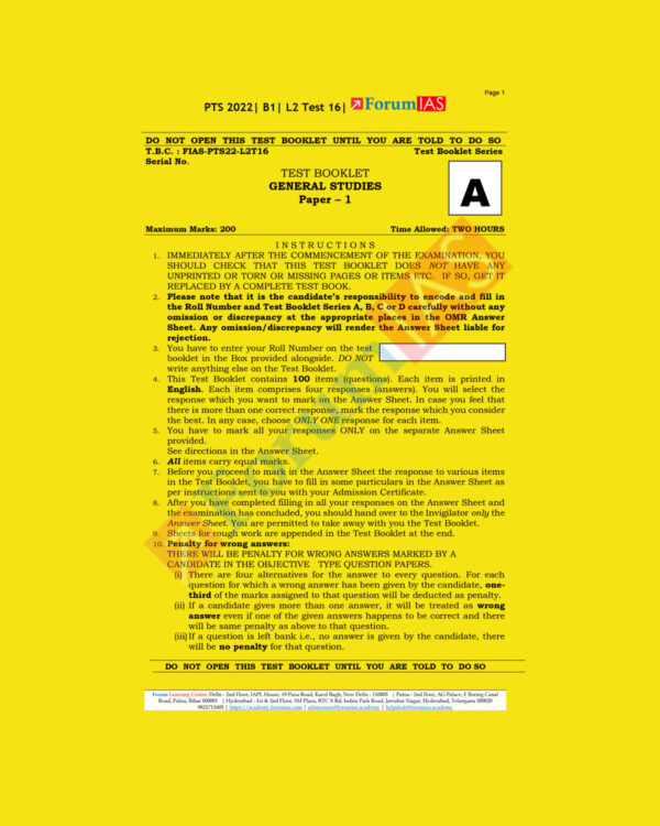 FORUM IAS 2022 PTS 2022 BATCH-B-1 L-2- GS-TEST-16 (BLACK & WHITE)