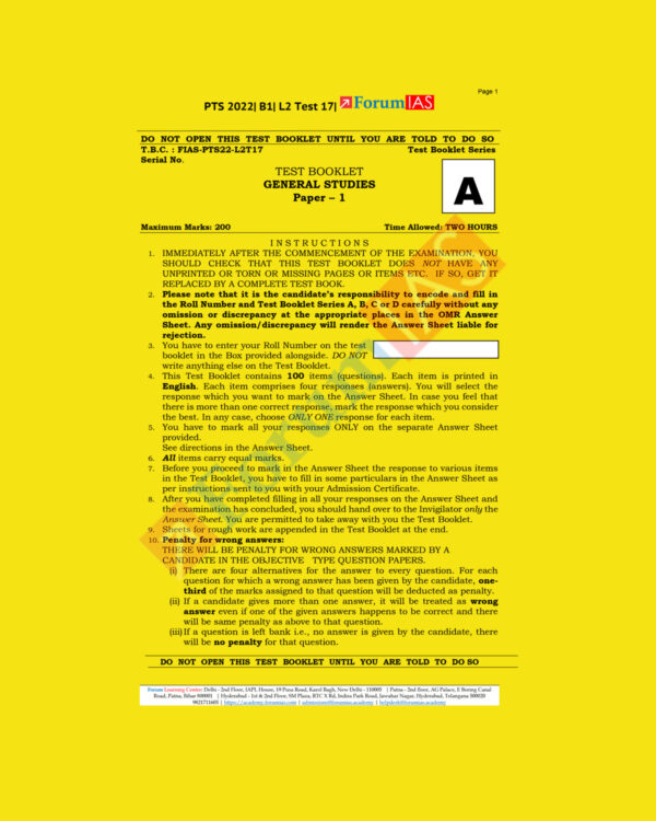 FORUM IAS 2022 PTS 2022 BATCH-B-1 L-2- GS-TEST-17 (BLACK & WHITE)