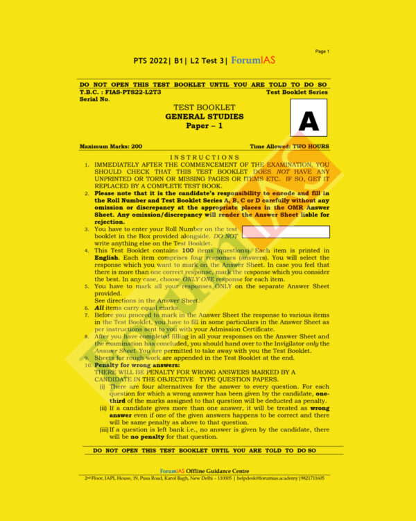 FORUM IAS 2022 PTS 2021 BATCH-B-1, L-2- GS-TEST-3 (BLACK & WHITE)