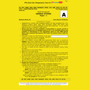 FORUM IAS 2022 PREPARATORY- TEST-52 (PTS-2022-BATCH-1) (BLACK &WHITE)