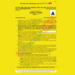 FORUM IAS 2022 PREPARATORY- TEST-56 (PTS-2022-BATCH-1) (BLACK &WHITE)
