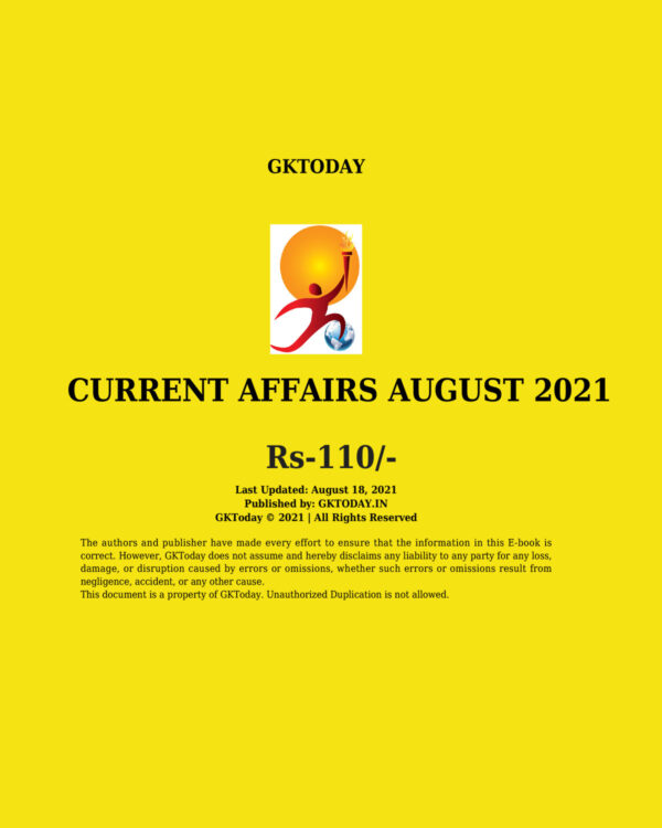 GKTODAY CURRENT AFFAIRS AUGUST 2021 (BLACK & WHITE)