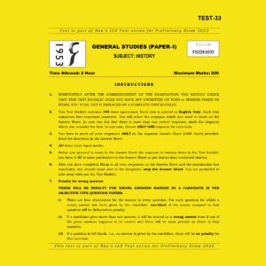 RAU’SIAS PRELIMS 2022 TEST-33 (GENERAL STUDIES PAPER-1) SUBJECT-HISTORY 2022 (BLACK & WHITE)