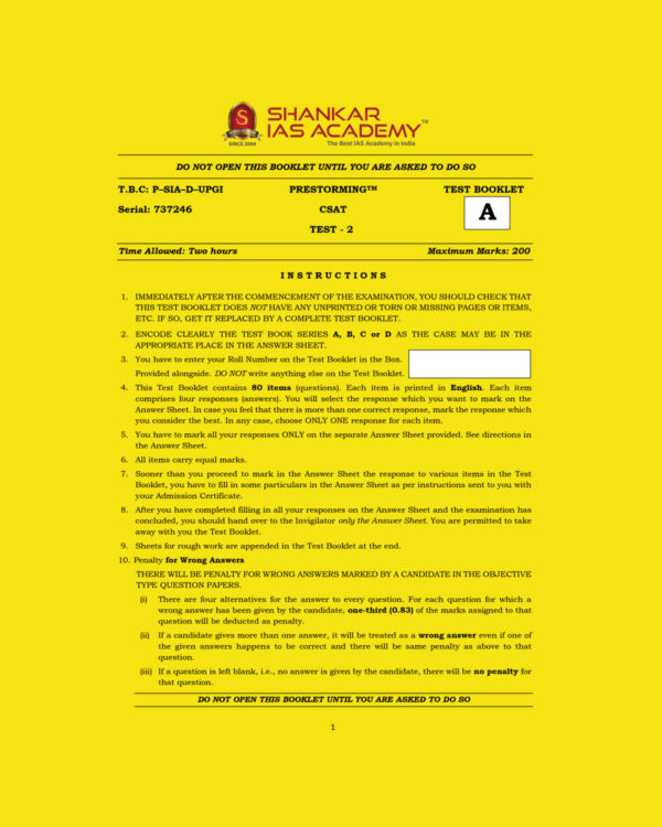 SHANKAR IAS CSAT 2022 TEST-2 (BLACK & WHITE)