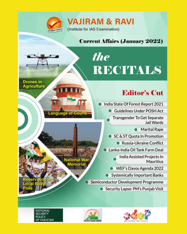 VAJIRAM & RAVI CURRENT AFFAIRS JANUARY TO DECEMBER 2022 THE RECITALS MONTHLY CURRENT AFFAIRS MAGAZINE (BLACK & WHITE) GROUPED